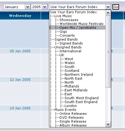 Music Events Calendar